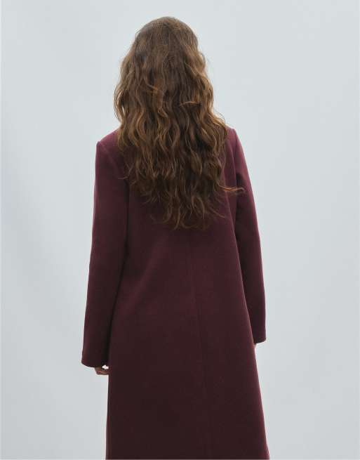 Stradivarius Straight soft-touch coat in purple, 3 of 7
