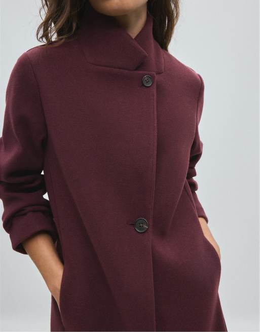Stradivarius Straight soft-touch coat in purple, 4 of 7