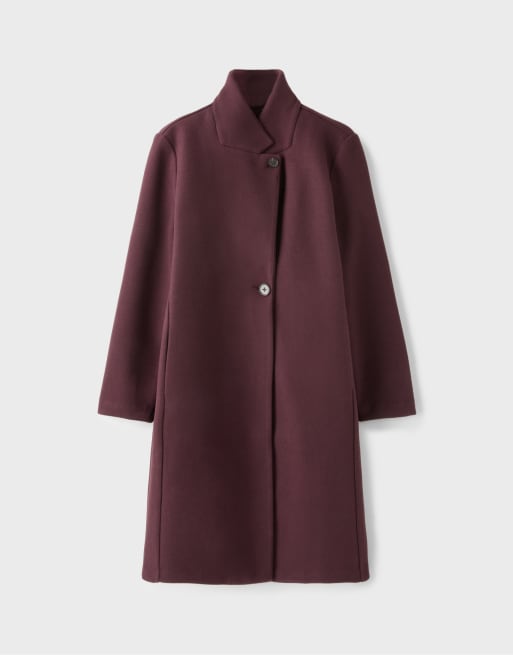 Stradivarius Straight soft-touch coat in purple, 6 of 7