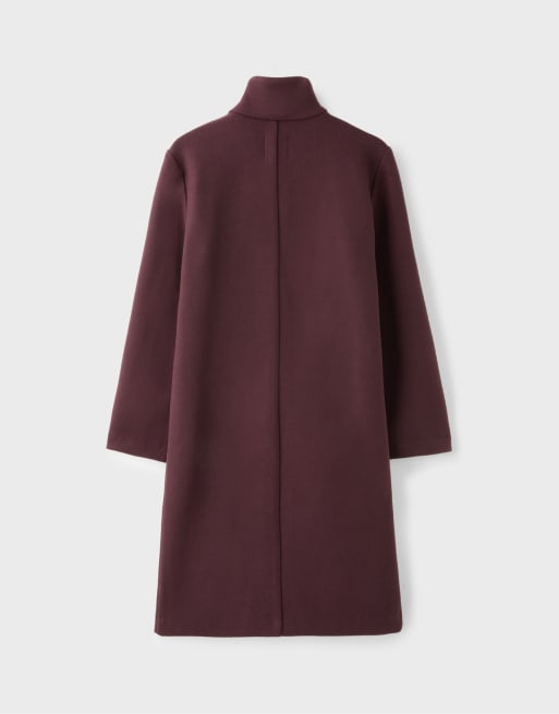 Stradivarius Straight soft-touch coat in purple, 7 of 7