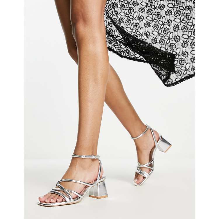 Silver block heels store asos