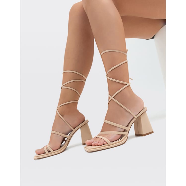 Block heel sandals cream sale