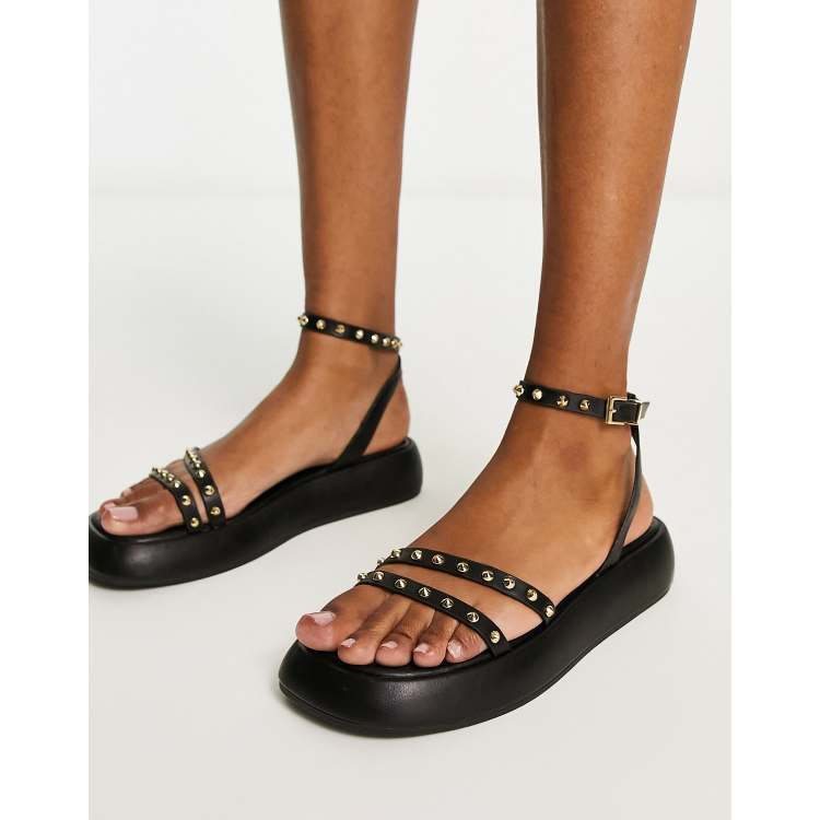 Stradivarius strappy cross over flatform sandal in black ASOS