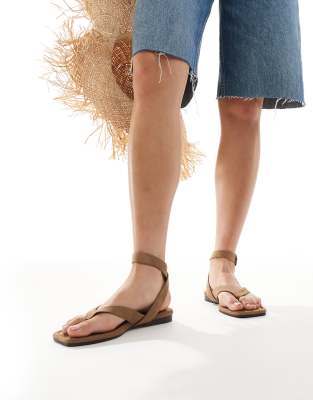 Stradivarius Strappy Faux Suede Flat Sandals