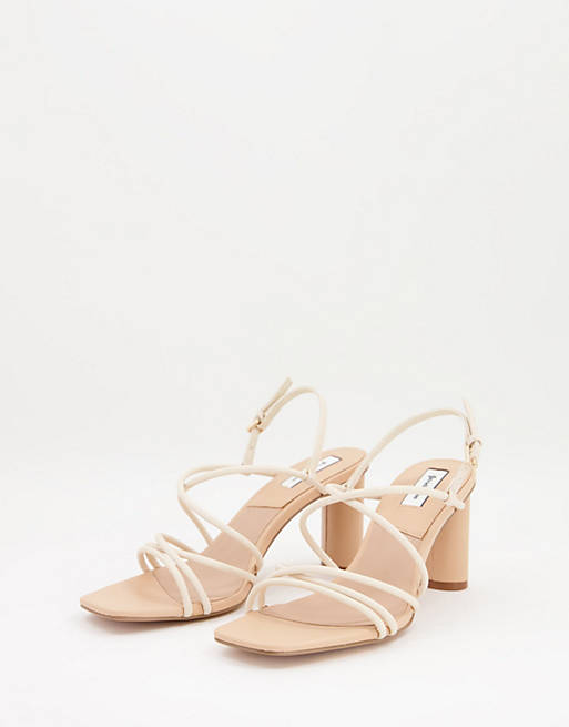 Stradivarius strappy heeled sandal in beige