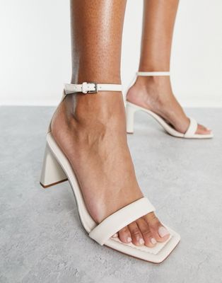 Stradivarius Wide Fit Strappy Heeled Sandal In White