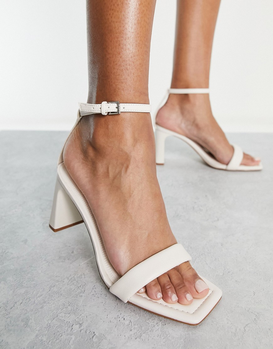 Stradivarius Wide Fit Strappy Heeled Sandal In White