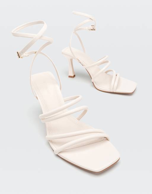 White strappy best sale square toe heels