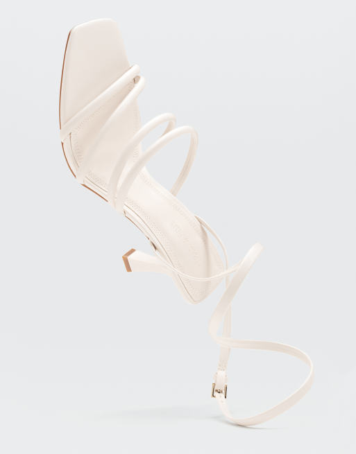 White strappy sale 3 inch heels