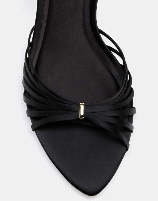 Stradivarius Strappy heeled sandals in black, 3 of 4