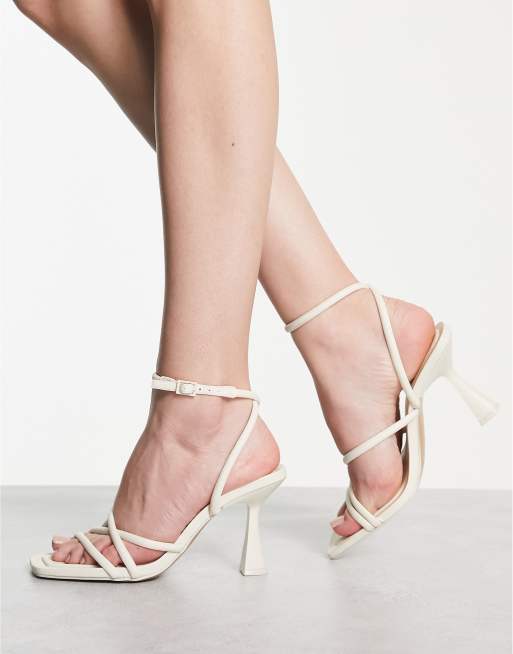 Strappy white 2025 kitten heels