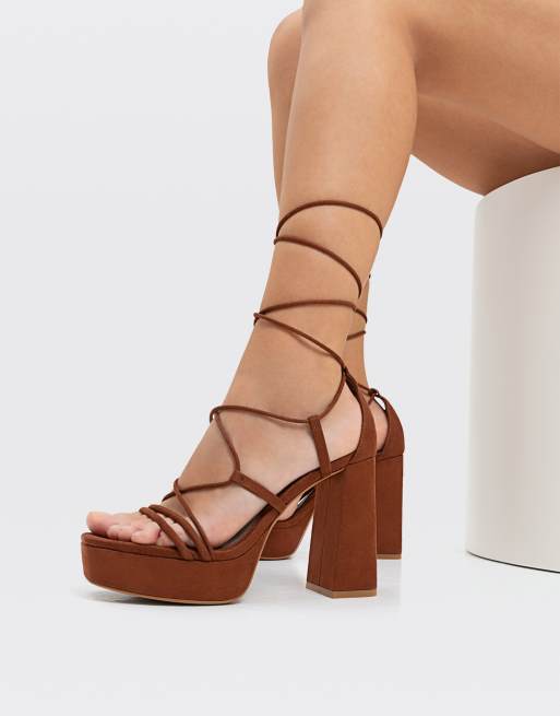 Brown strappy shop platform sandals