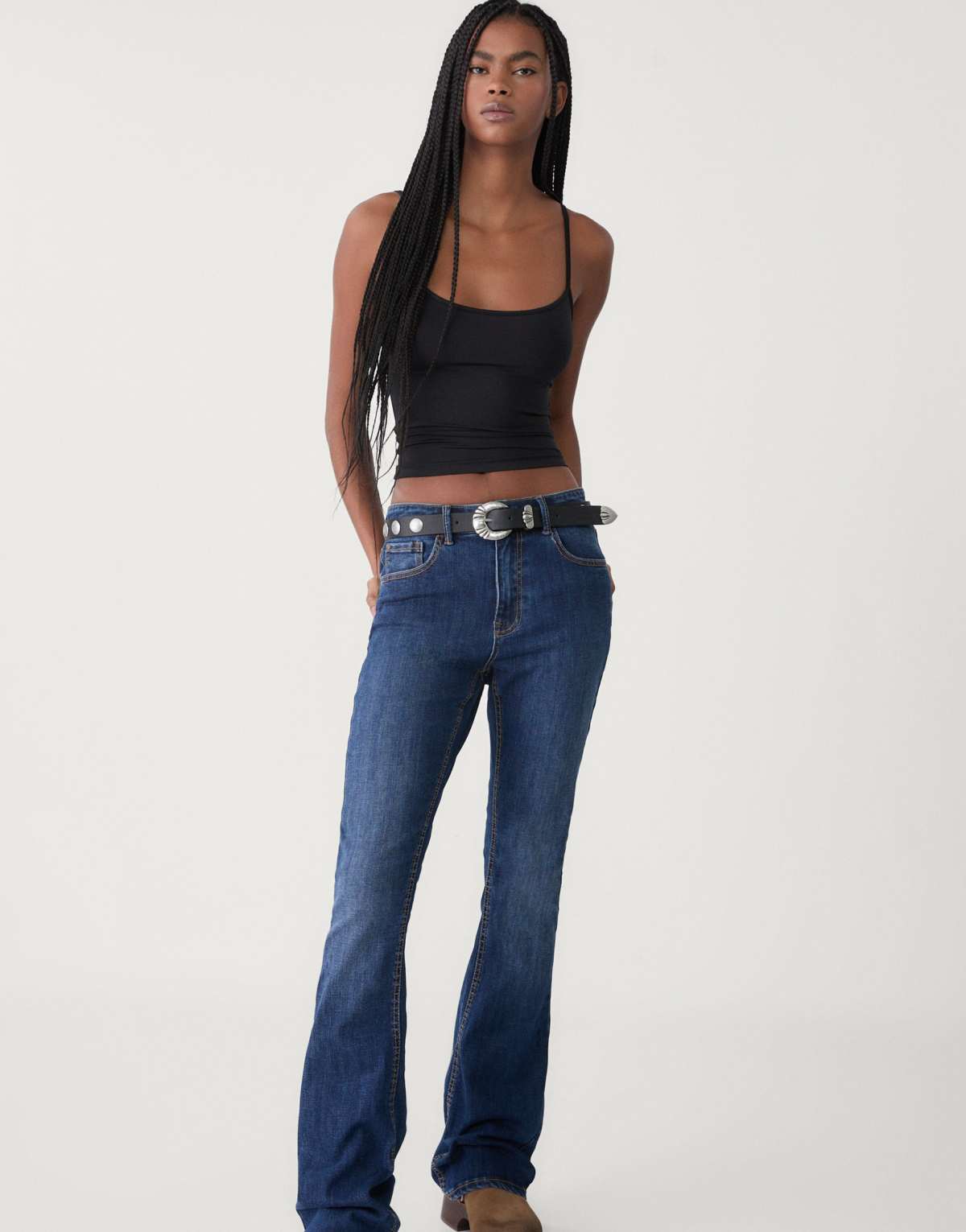 Stradivarius strappy polyamide top in black