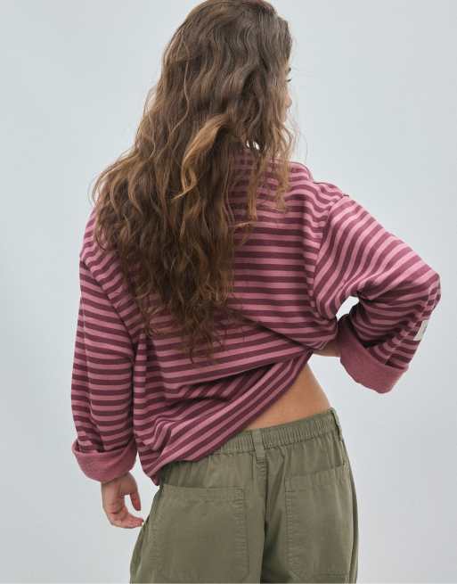 Stradivarius stribet sweatshirt i lilla, 3 af 7