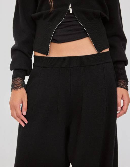 Stradivarius Strick-Barrel-Hose in Schwarz, 4 von 7