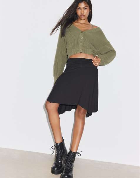 Stradivarius Strickcardigan mit V-Ausschnitt in Khaki - view 1
