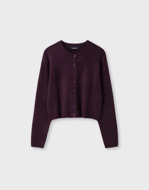 Stradivarius Strickjacke aus weichem Material mit Knöpfen in Lila, 6 von 7
