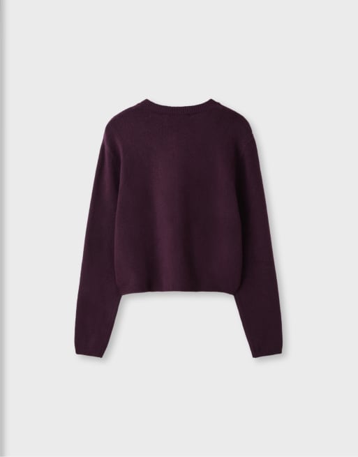 Stradivarius Strickjacke aus weichem Material mit Knöpfen in Lila, 7 von 7