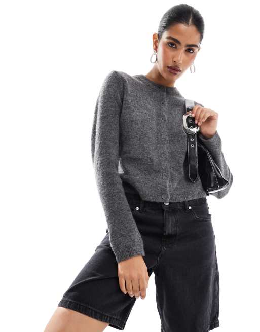 Stradivarius – Strickjacke in Anthrazit