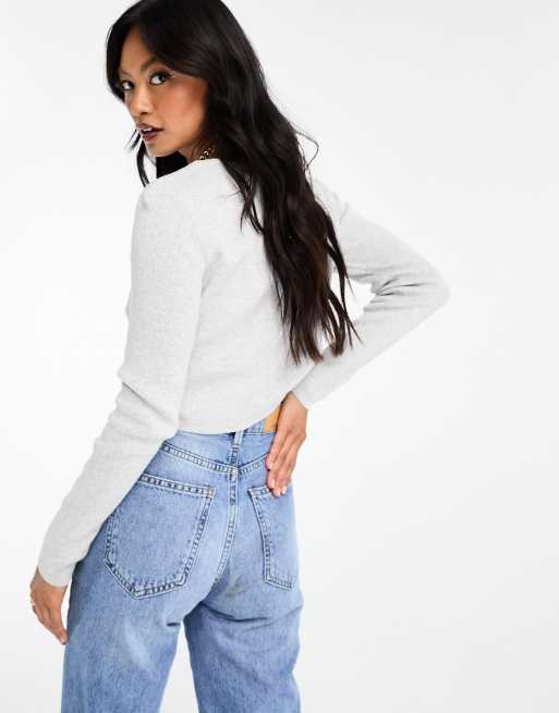 Stradivarius – Strickjacke in Grau, 4 von 4