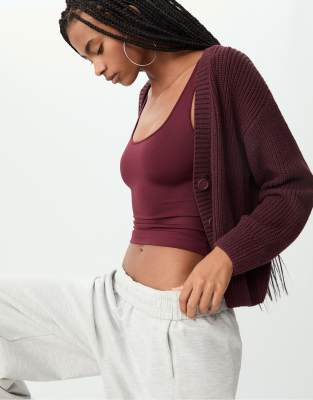 Stradivarius - Strickjacke in Rot mit Knopfleiste