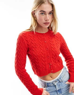 Stradivarius - Strickjacke in Rot