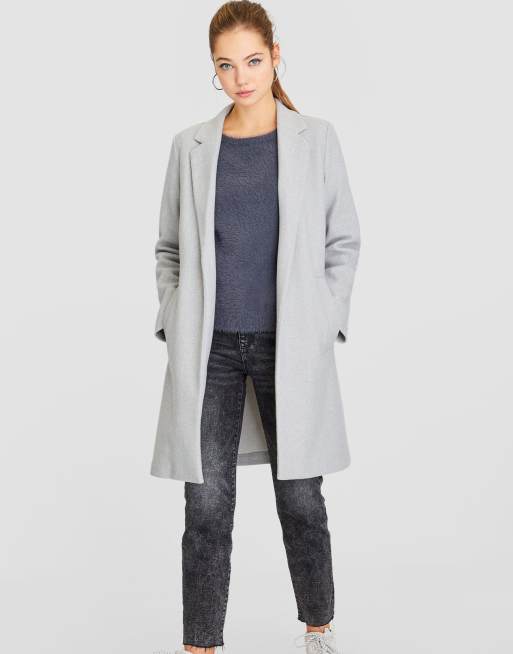 Stradivarius – Strickmantel in Grau