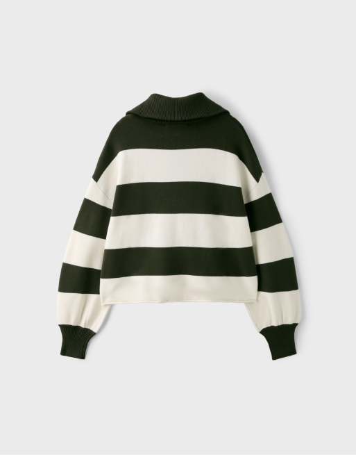 Stradivarius Strickpullover mit Reißverschluss in Khaki, 2 von 2