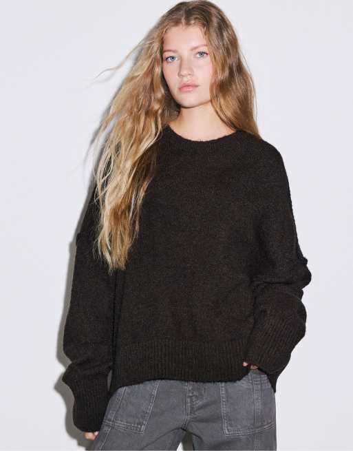 Stradivarius Strickpullover mit Rundhalsausschnitt in Braun, 2 von 7
