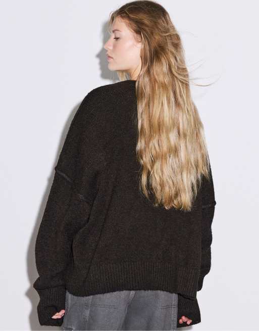 Stradivarius Strickpullover mit Rundhalsausschnitt in Braun, 3 von 7