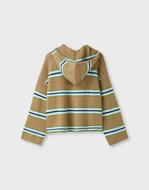 Stradivarius Strickpullover mit Schal in Olivgrün, 7 von 7