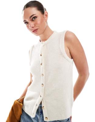 Stradivarius - Strickweste in Ecru-Neutral