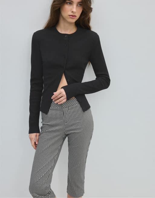 Stradivarius strikket cardigan med skulderpuder i sort, 5 af 7
