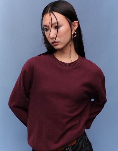 Stradivarius - Strikket lilla T-shirt med rund hals - view 1