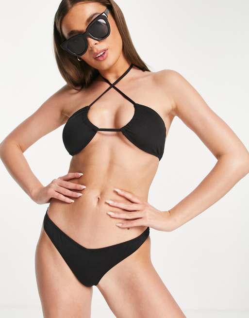 Stradivarius string bikini bottoms in black- part of a set