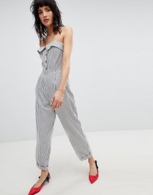 stradivarius striped jumpsuit