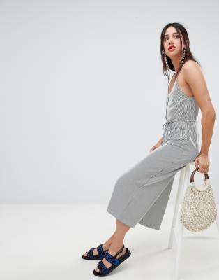 stradivarius striped jumpsuit