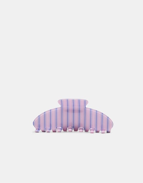 Stradivarius Striped hair clip in pastel pink - view 1