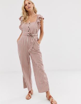 stradivarius striped jumpsuit