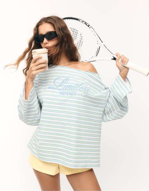 Stradivarius Striped long sleeve t-shirt in vanilla - view 1