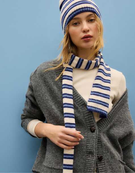 Stradivarius Striped scarf in blue - view 1