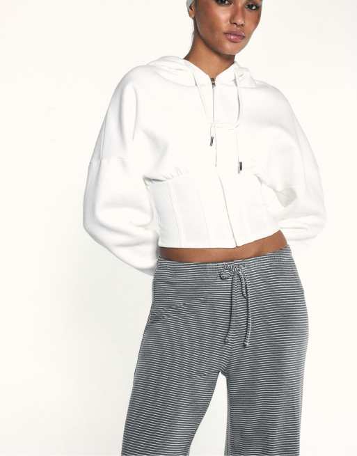 Stradivarius Striped slim-waist joggers in grey melange, 4 of 7