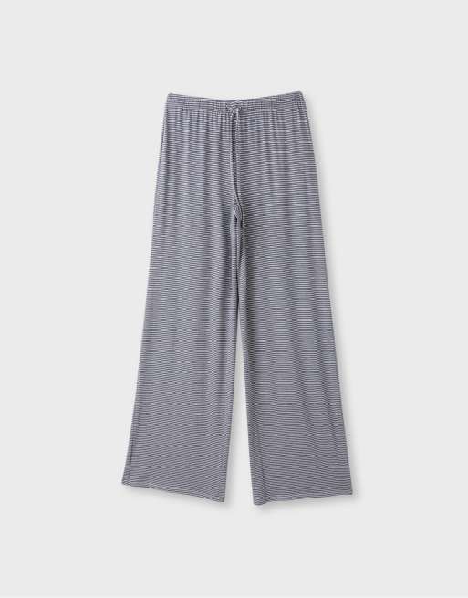Stradivarius Striped slim-waist joggers in grey melange, 6 of 7