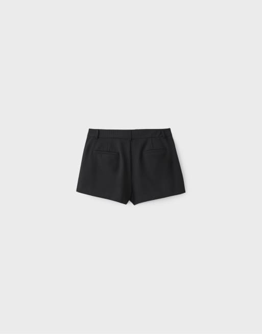 Stradivarius Striped tailored shorts in black, 7 of 7