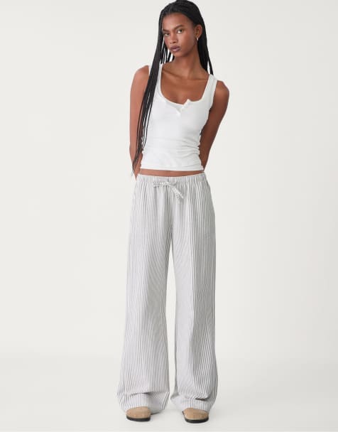 Stradivarius striped trousers in grey - view 1