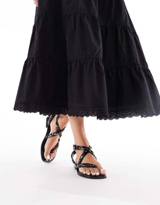 Stradivarius studded detail sandals in black