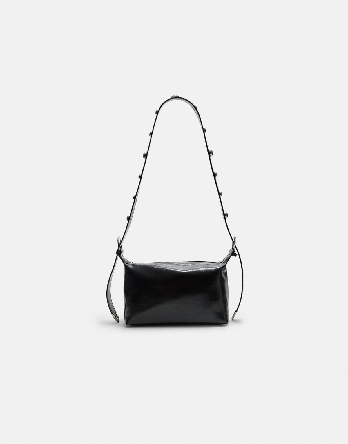 Stradivarius Studded leather effect crossbody bag in black