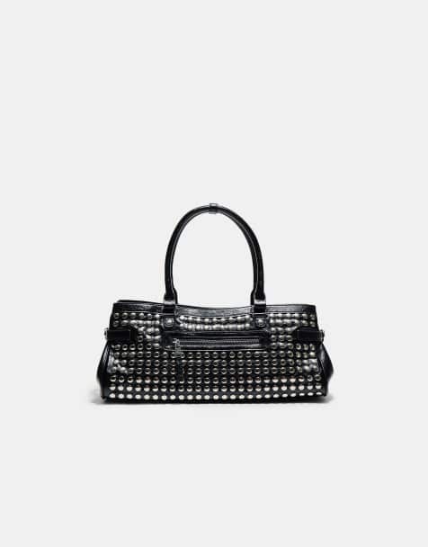 Stradivarius Studded shoulder bag in black - view 1
