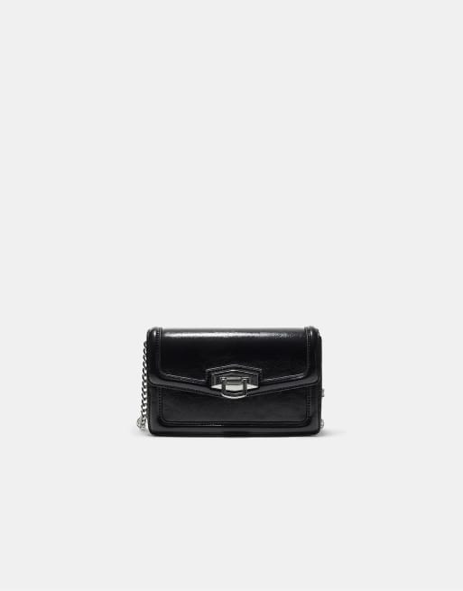 Stradivarius - Stugge crossbody tas met leereffect in zwart