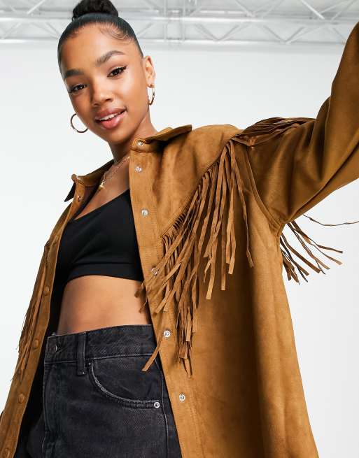 Tan hot sale fringe jacket